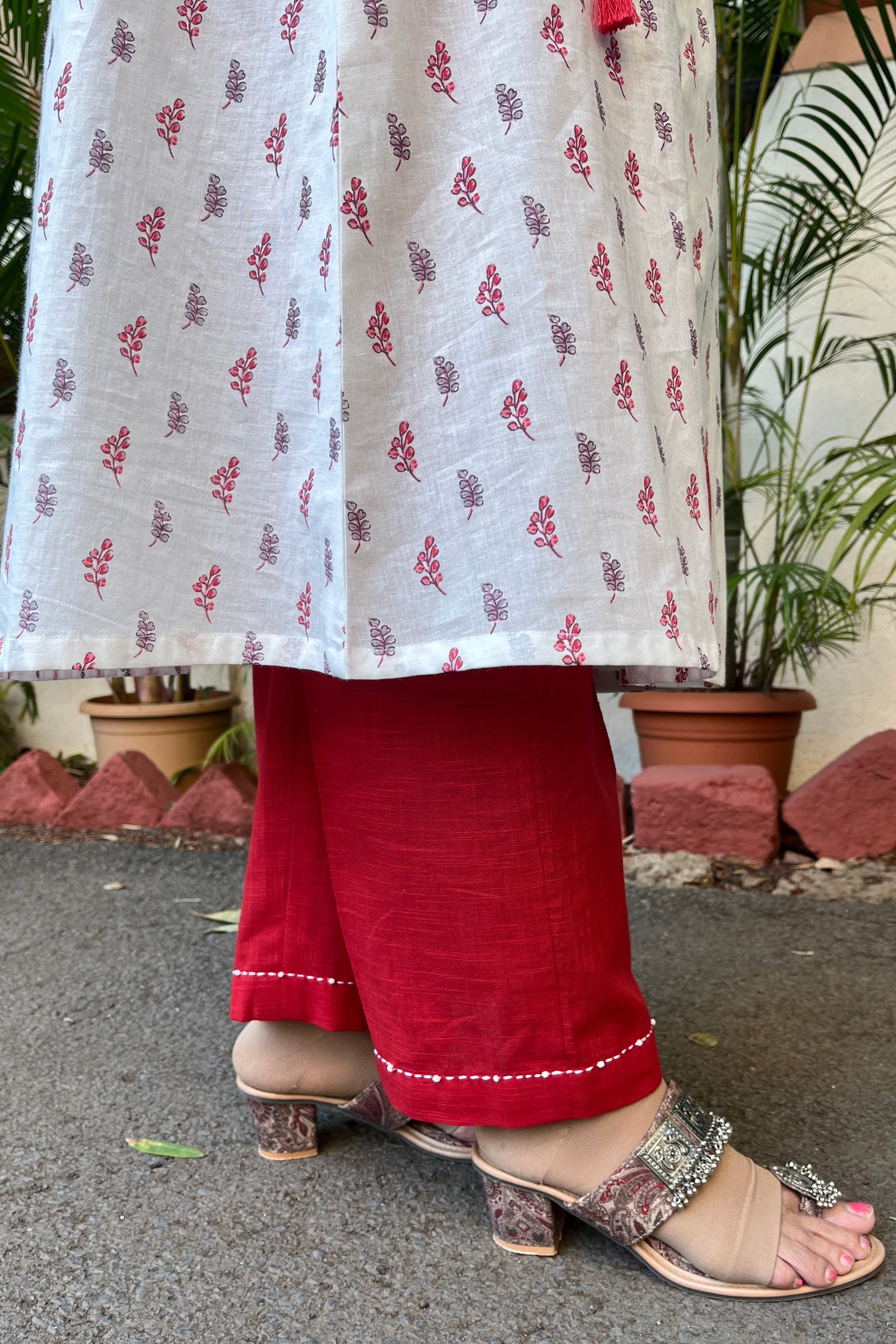 Slub Cotton Handwork Palazzo