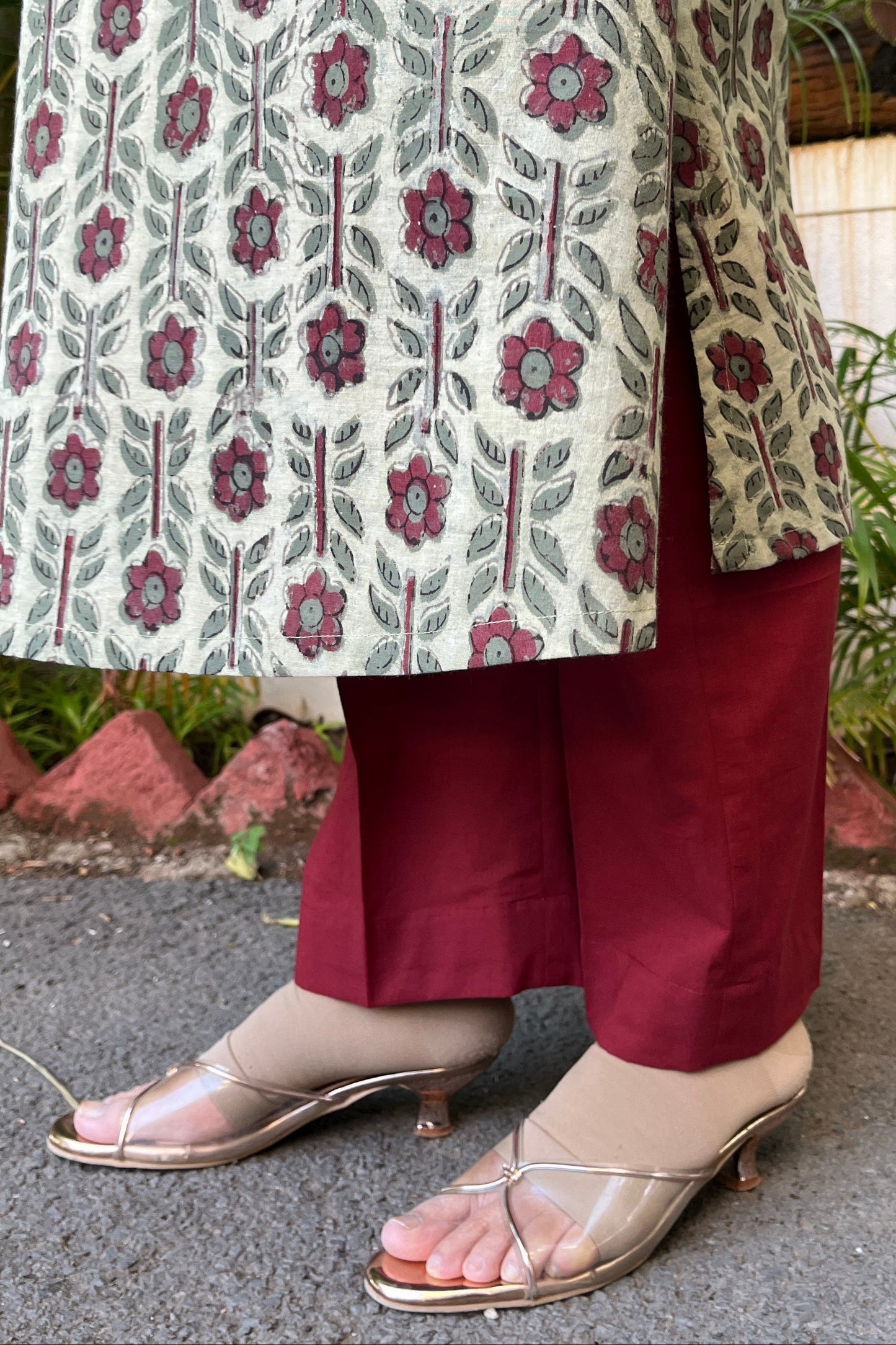 Sarita Maroon Cotton Palazzo