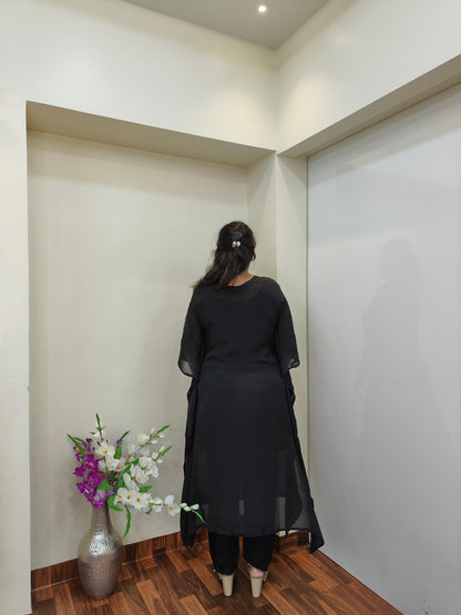 Gulzar Black Chinon Kaftan