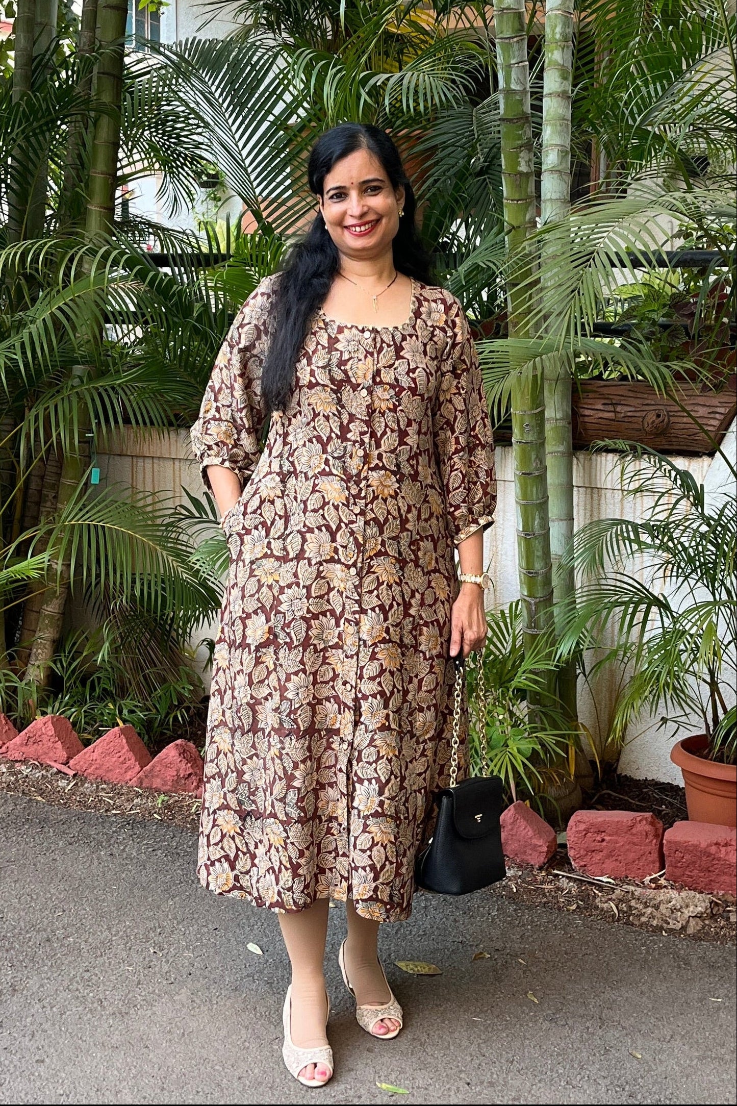 Manisha Hand Block  Kalamkari Silk Dress