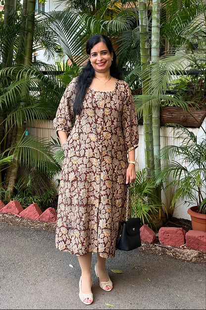 Manisha Hand Block  Kalamkari Silk Dress