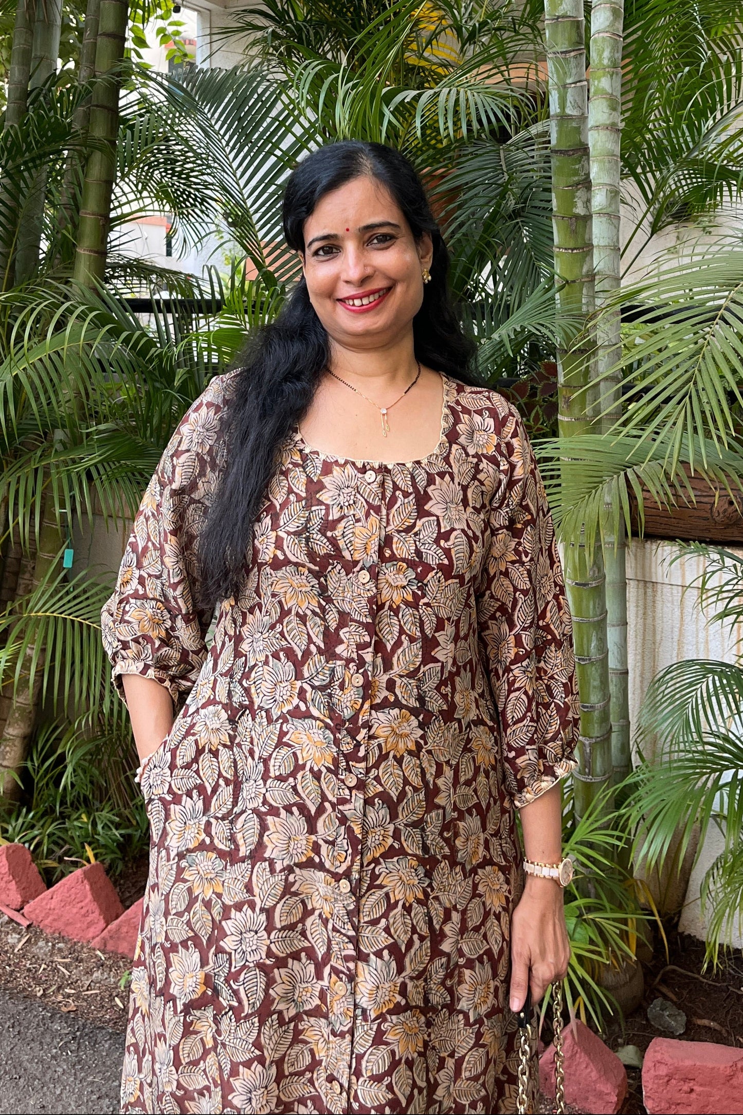 Manisha Hand Block  Kalamkari Silk Dress