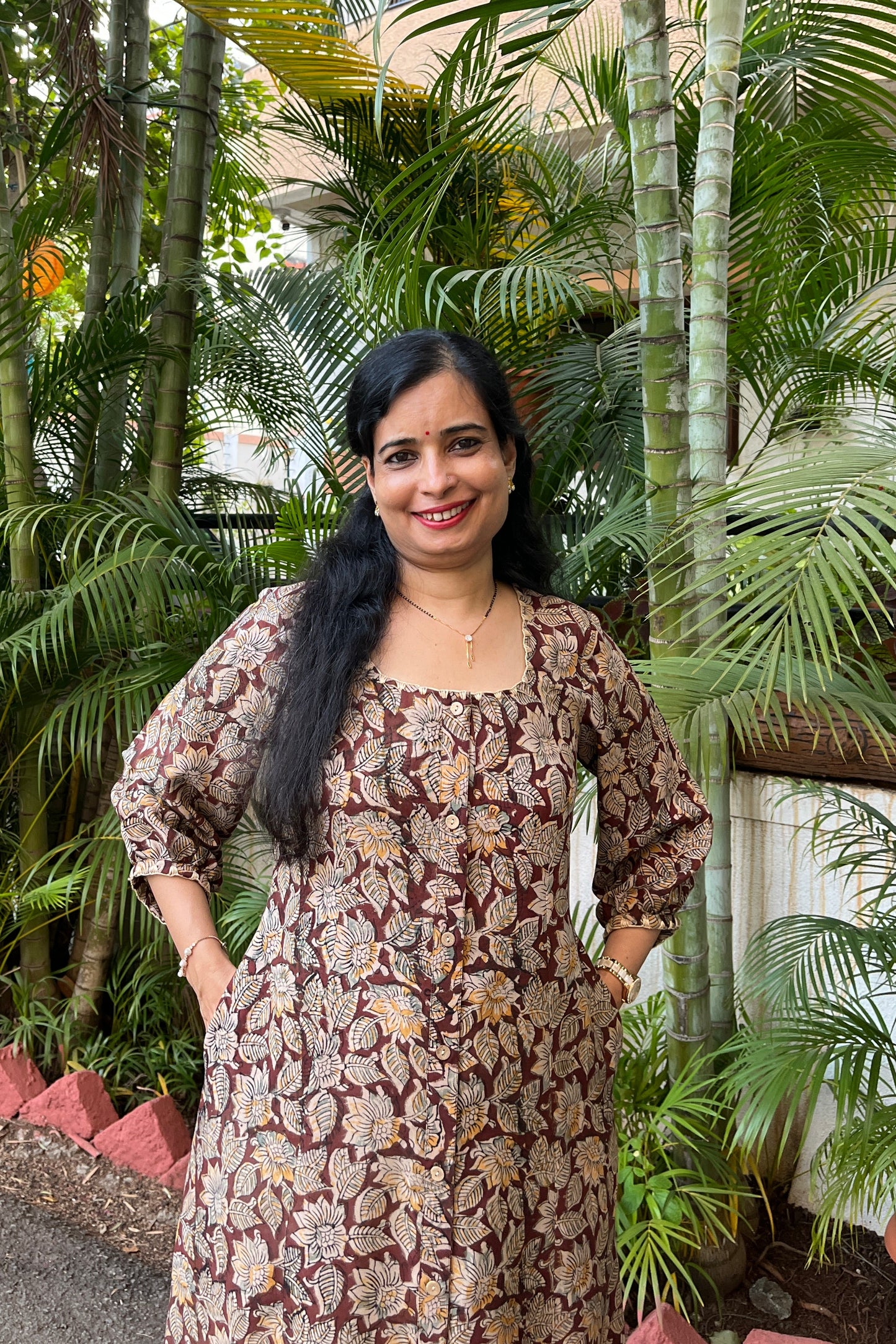 Manisha Hand Block  Kalamkari Silk Dress