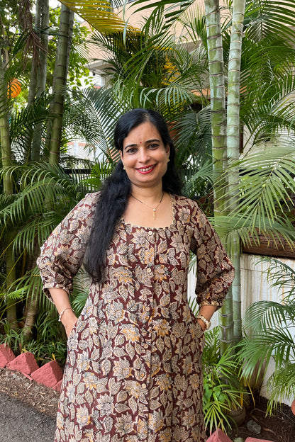 Manisha Hand Block  Kalamkari Silk Dress