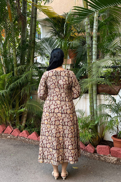 Manisha Hand Block  Kalamkari Silk Dress