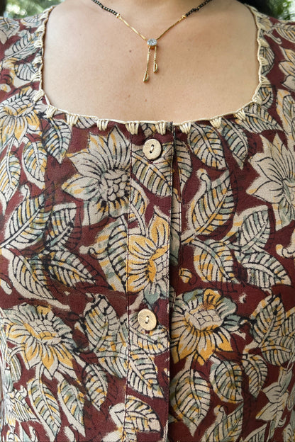 Manisha Hand Block  Kalamkari Silk Dress