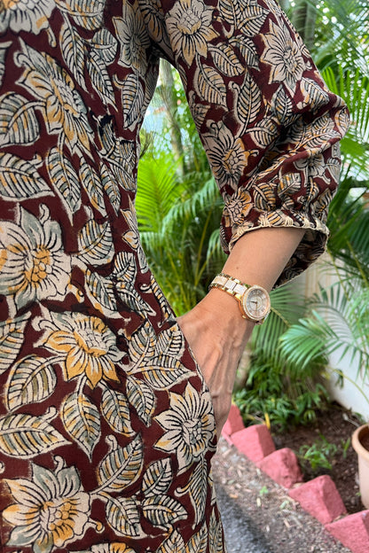 Manisha Hand Block  Kalamkari Silk Dress