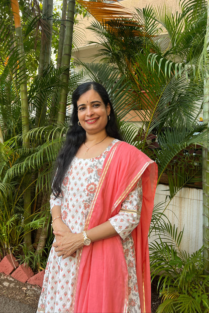 Megha Anarkali kurta (With Add  - on Bottom And Dupatta)