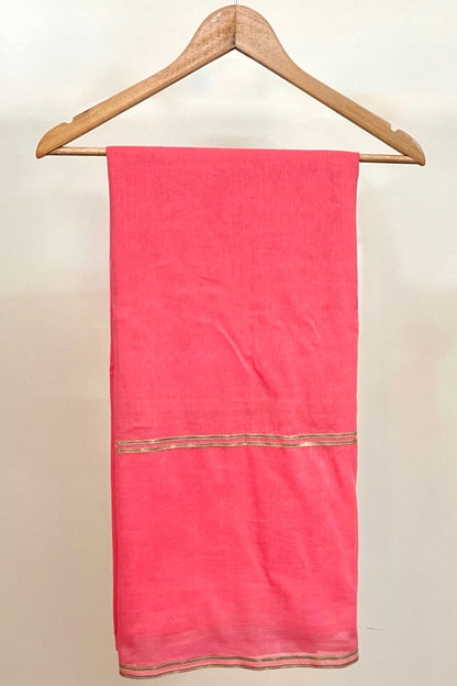 Peach Mulmul Cotton Dupatta