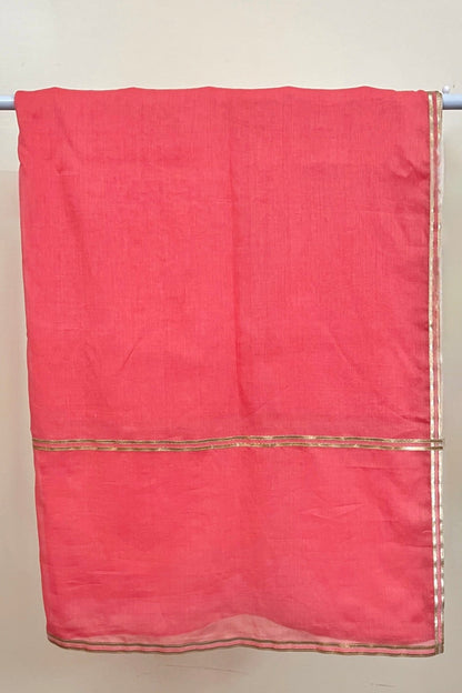 Peach Mulmul Cotton Dupatta