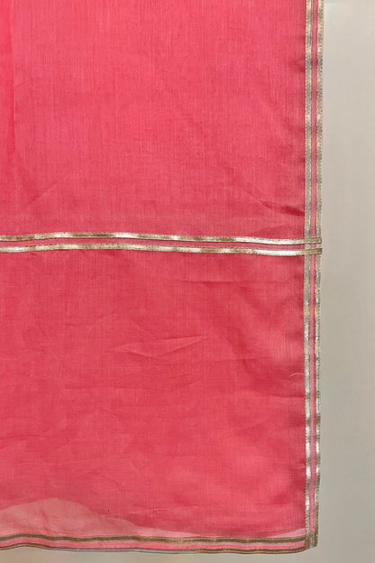 Peach Mulmul Cotton Dupatta