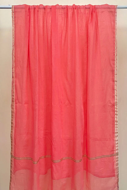 Peach Mulmul Cotton Dupatta