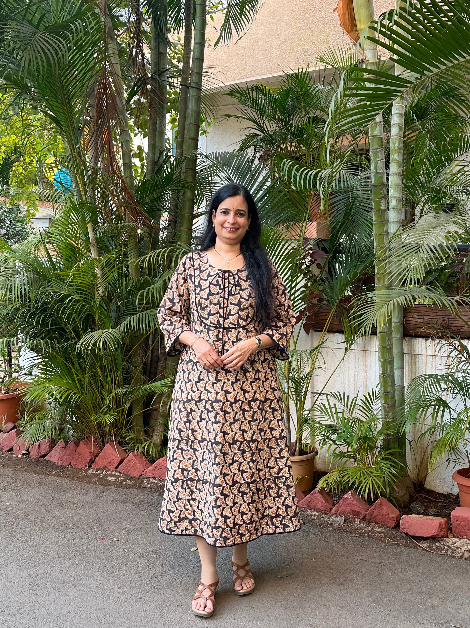 kalamkari cotton dress Green Modern Kalamkari Silhouette Dress Ekana Label