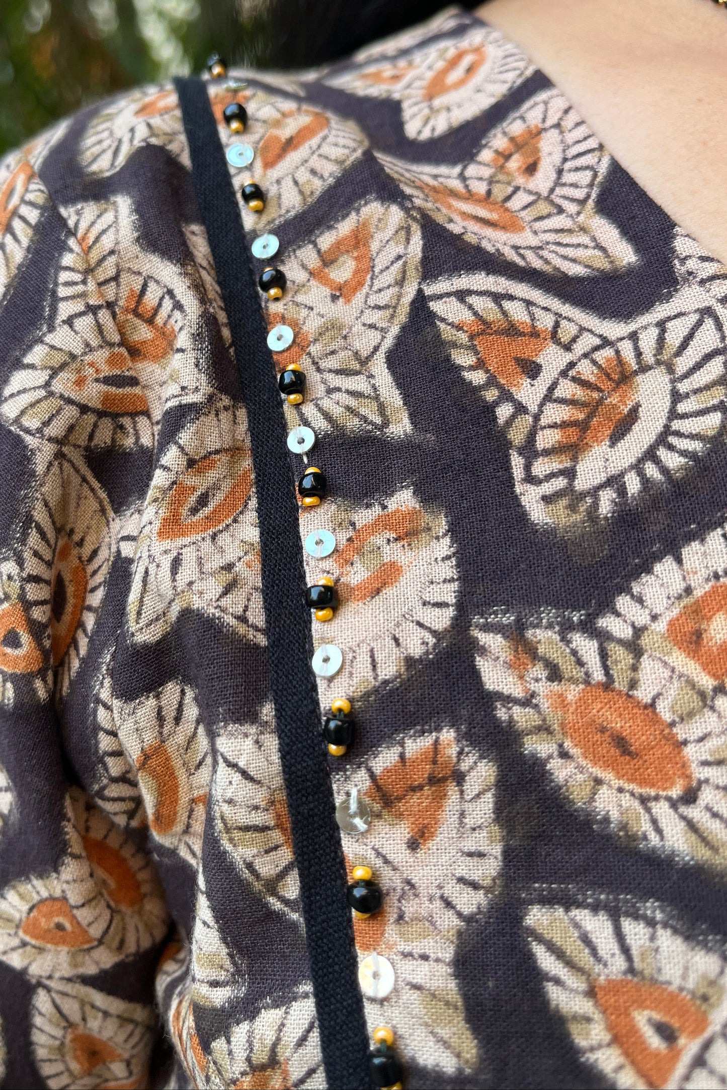 Parul Black Kalamkari Cotton Hand Work Kali Dress