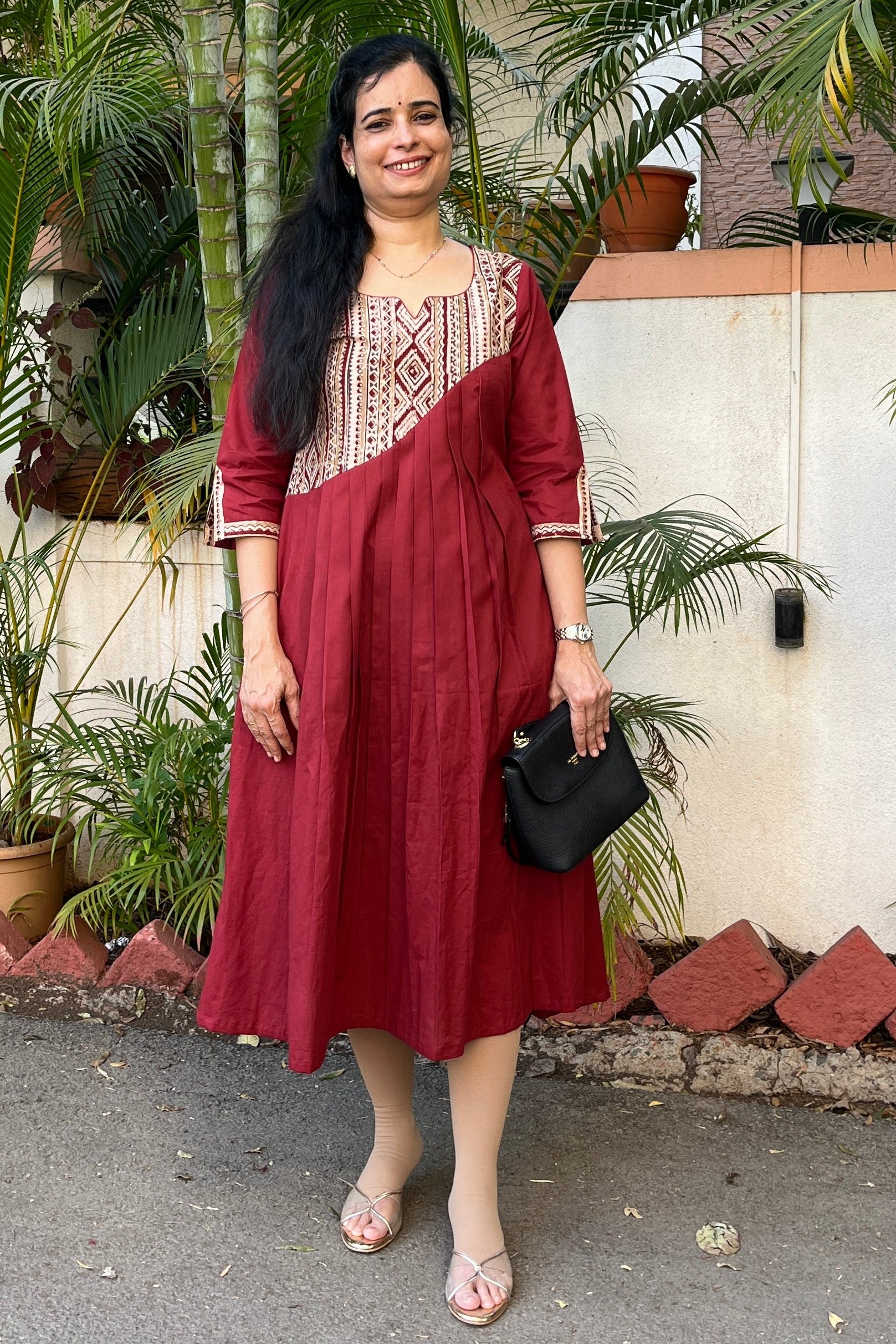 Buy Maroon Cotton Dress For Women