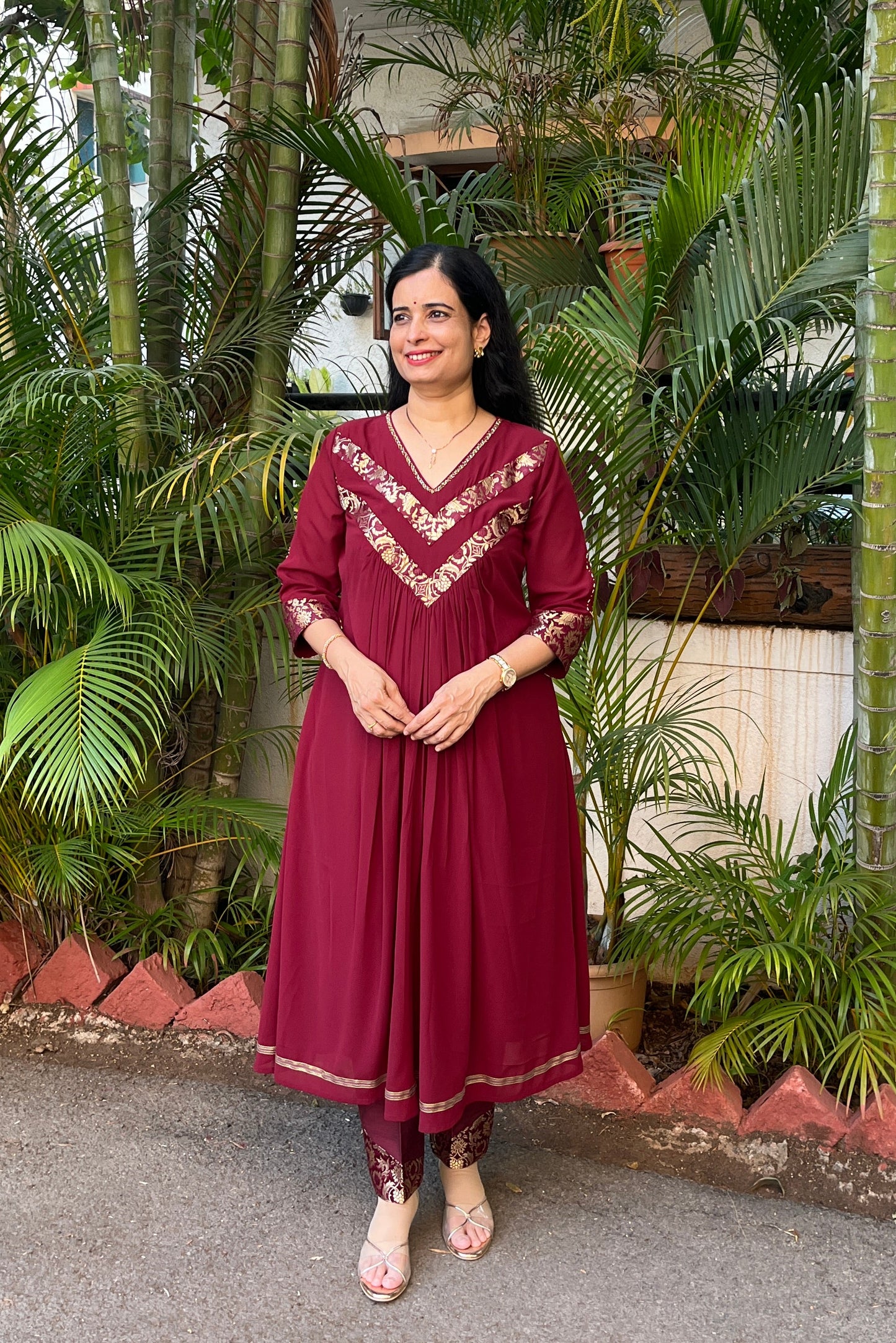 Vanya Handwork Gorgette Kurta (With Add on - Bottom)