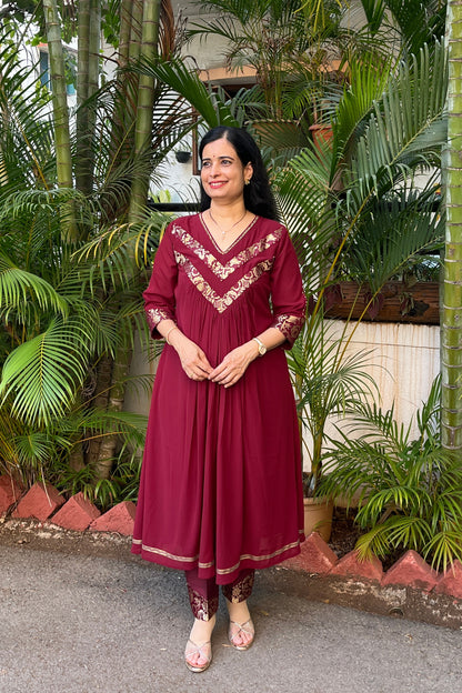 Vanya Handwork Gorgette Kurta (With Add on - Bottom)