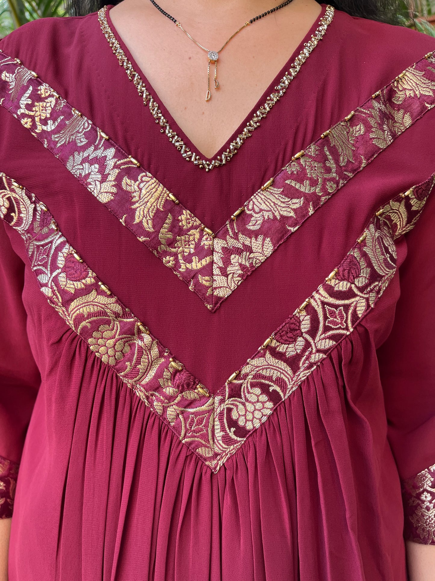 Vanya Handwork Gorgette Kurta (With Add on - Bottom)
