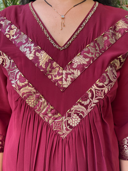 Vanya Handwork Gorgette Kurta (With Add on - Bottom)