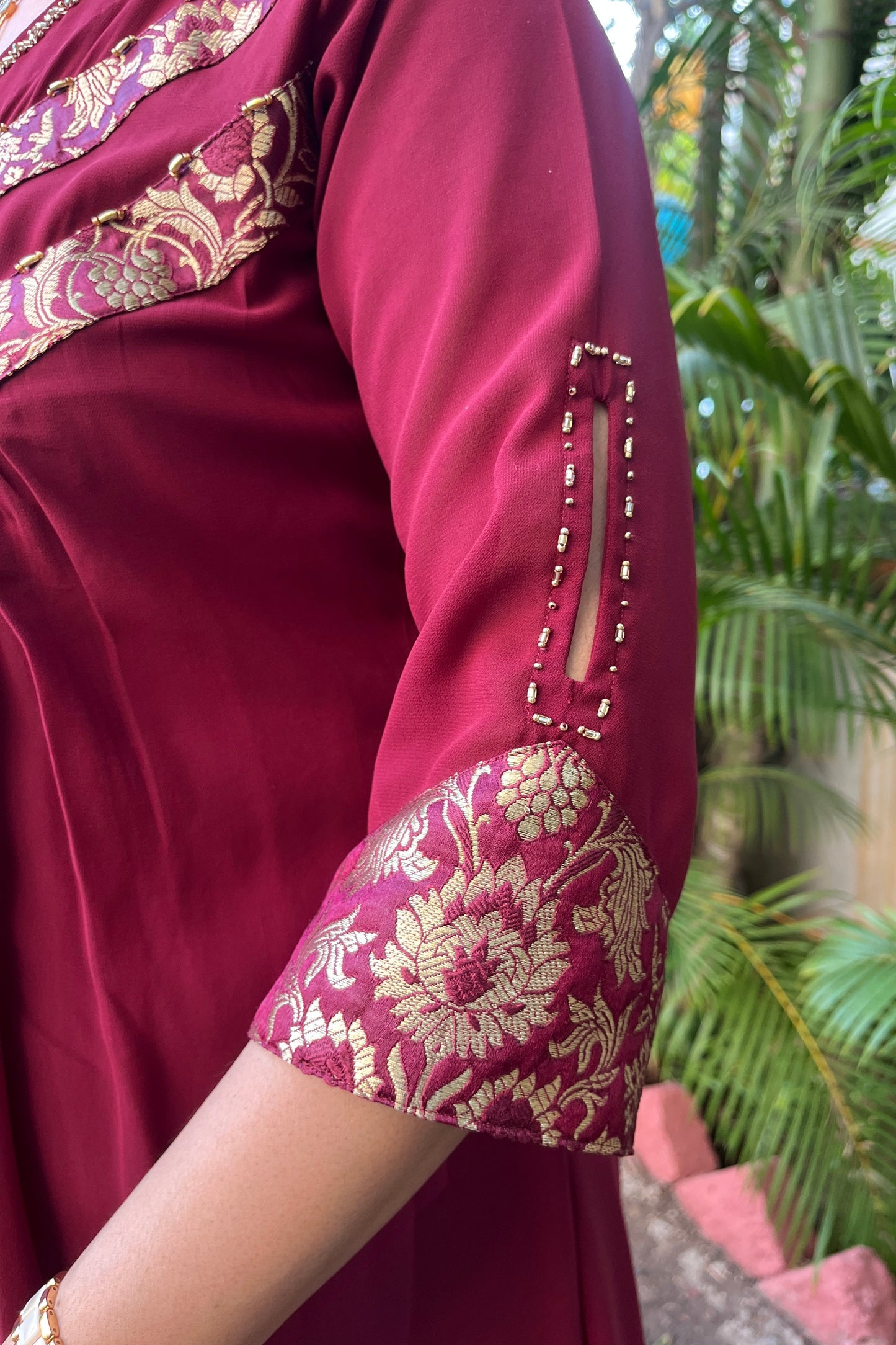 Vanya Handwork Gorgette Kurta (With Add on - Bottom)