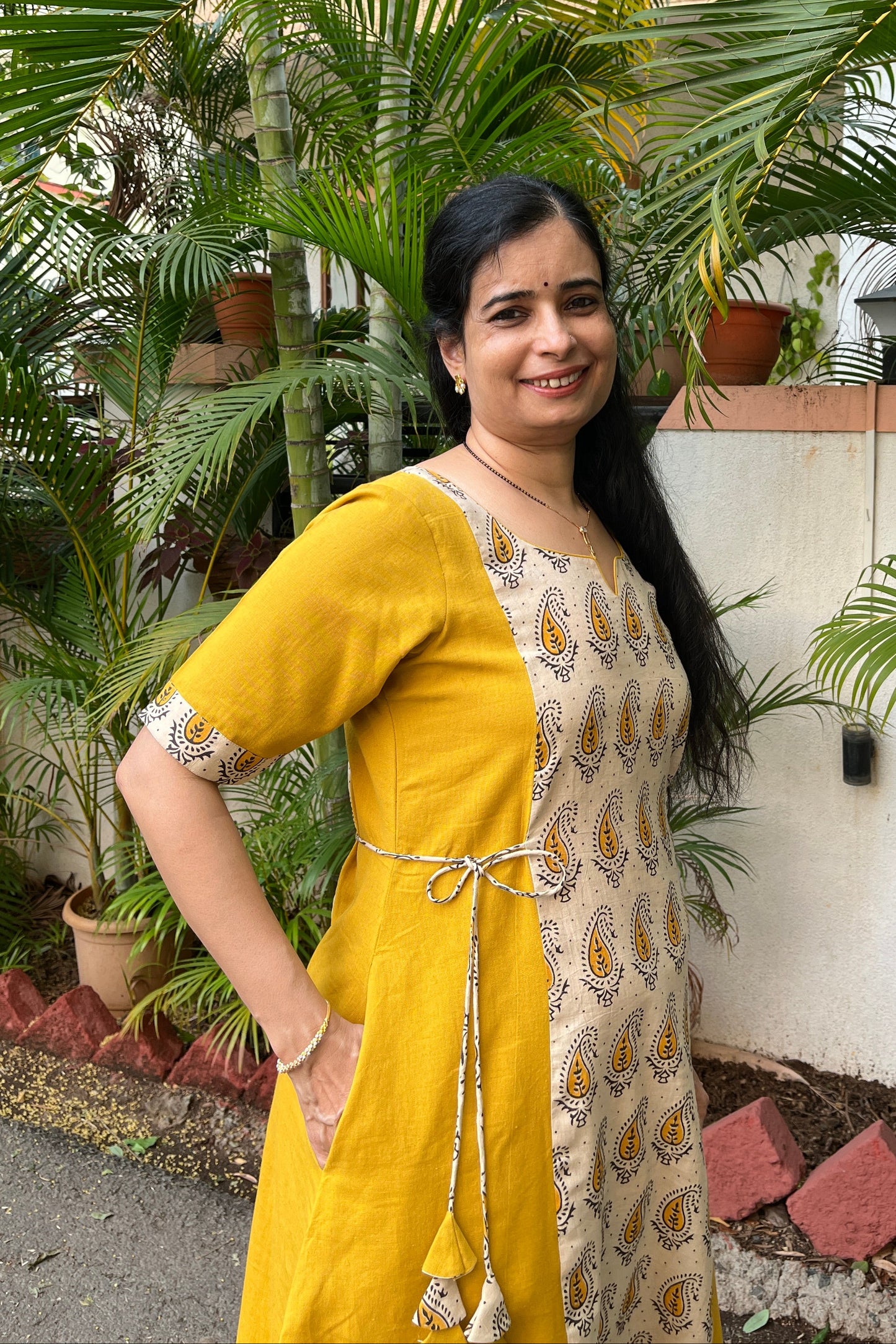 Aradhya Kalamkari Cotton Kali Dress