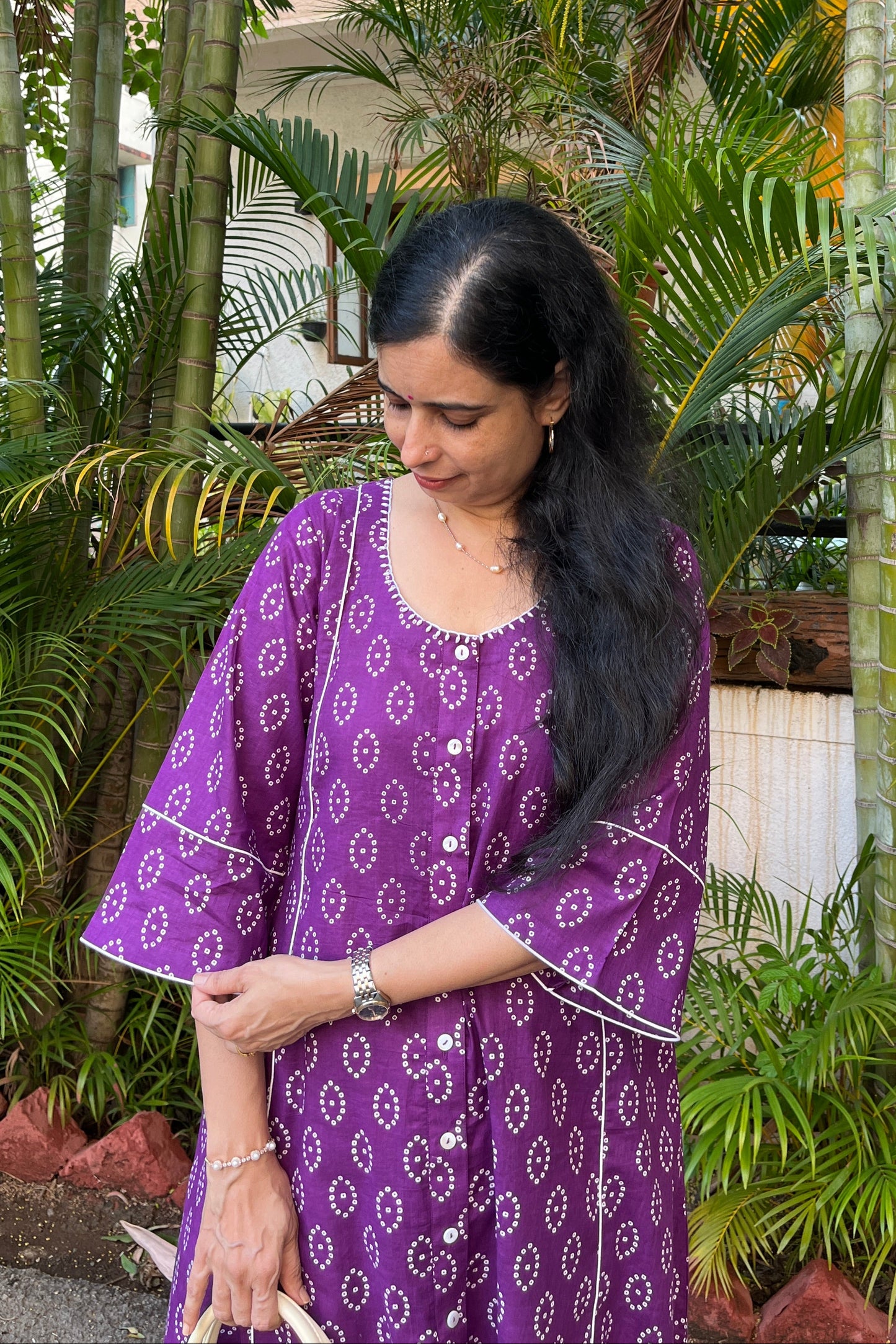 Buy purple cotton dress for women
