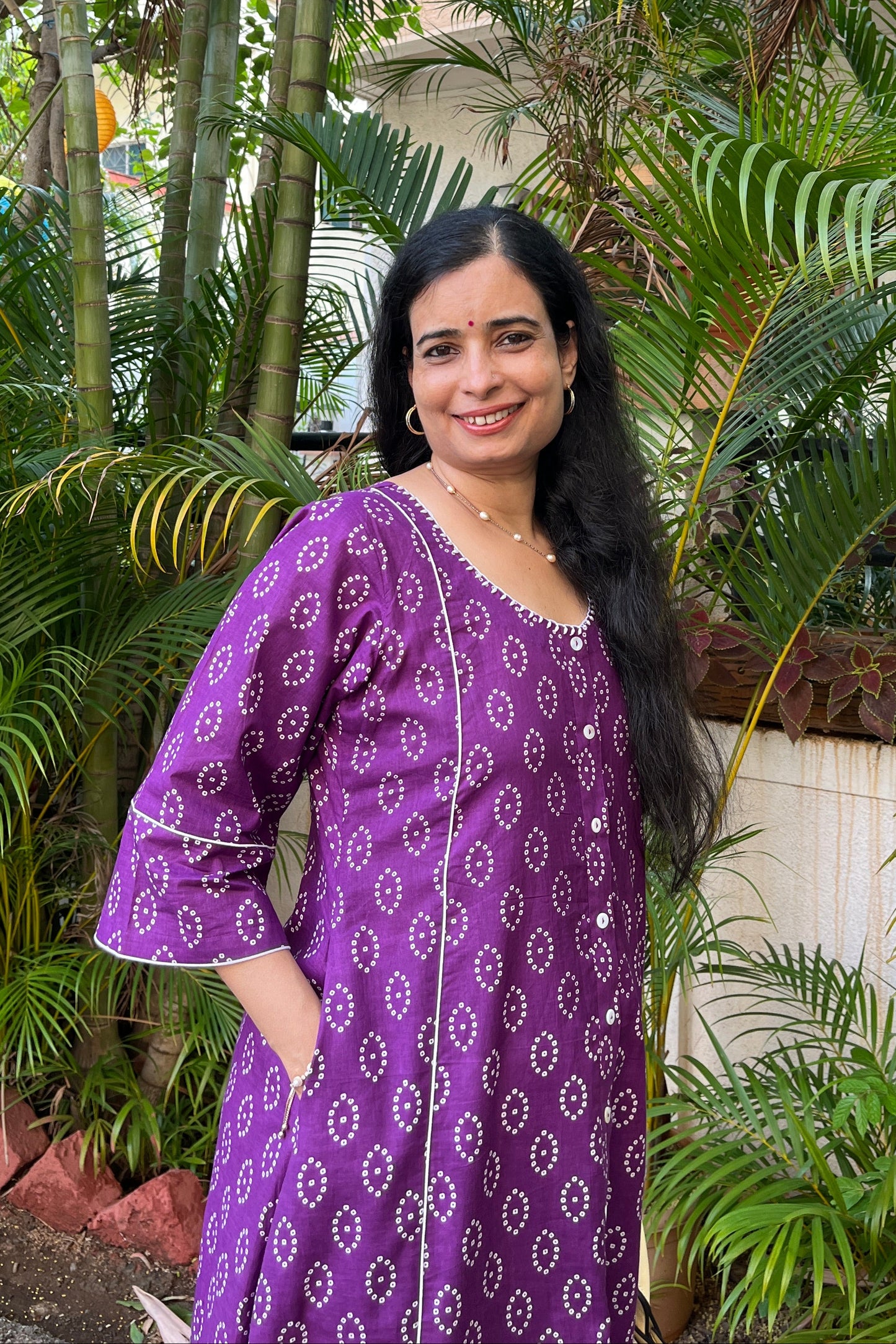 Shaila Purple Cotton Kali Dress