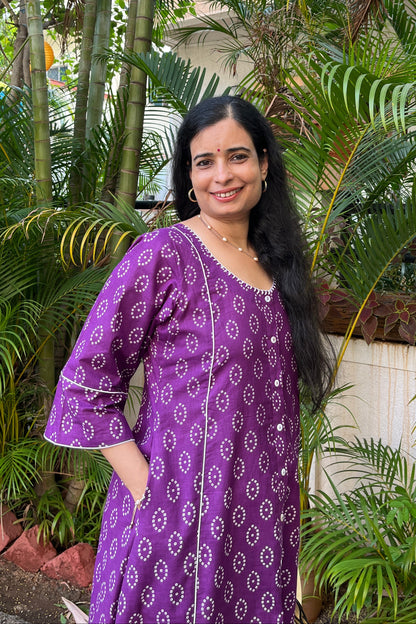 Shaila Purple Cotton Kali Dress