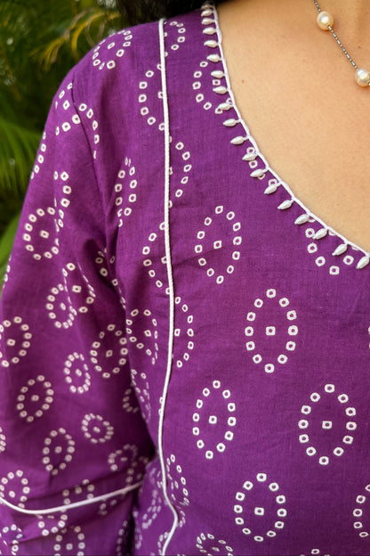 Shaila Purple Cotton Kali Dress