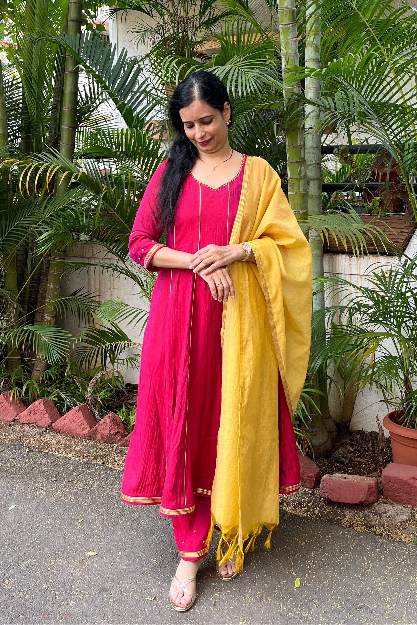 Tanuja Handwork Silk Kali Kurta