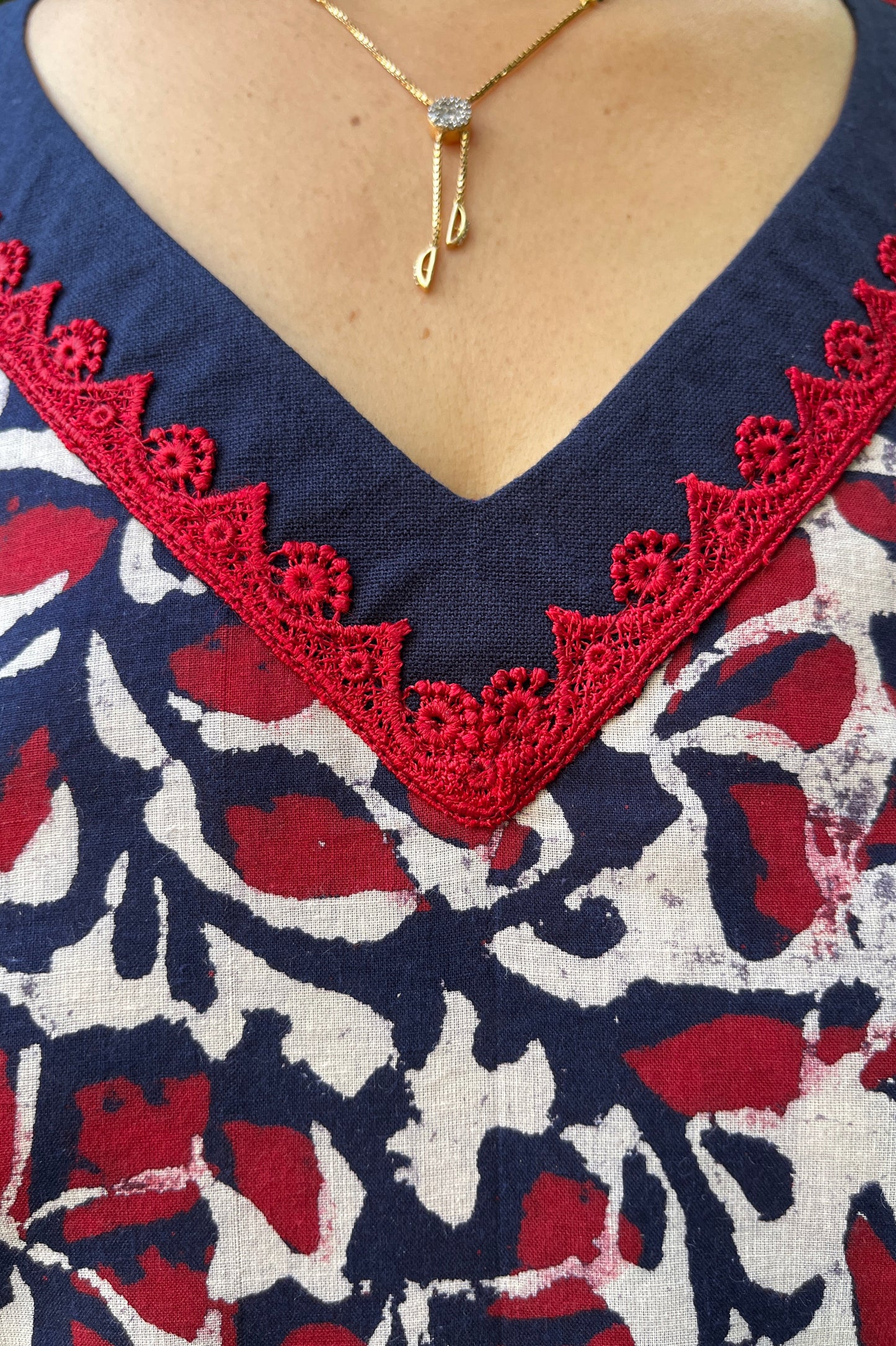 Neena Block Printed Cotton Kurta (With Add - on Bottom)