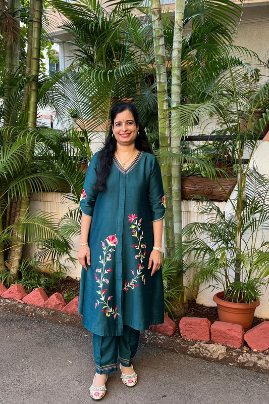 Malvika Cotton Silk Kurta (With Add-on bottom)