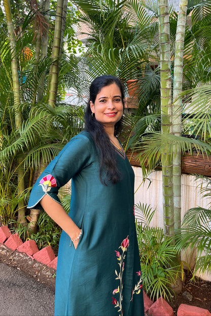 Malvika Cotton Silk Kurta (With Add-on bottom)