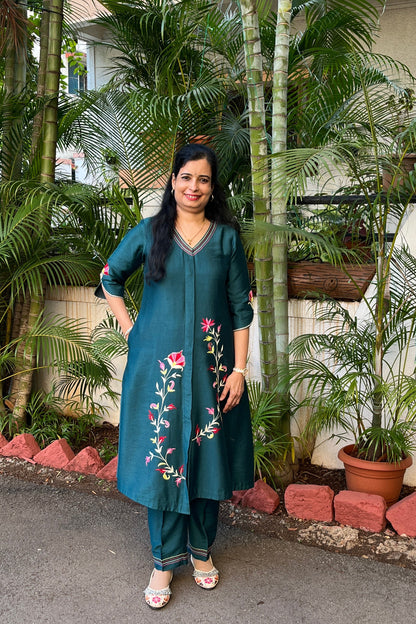 Malvika Cotton Silk Kurta (With Add-on bottom)