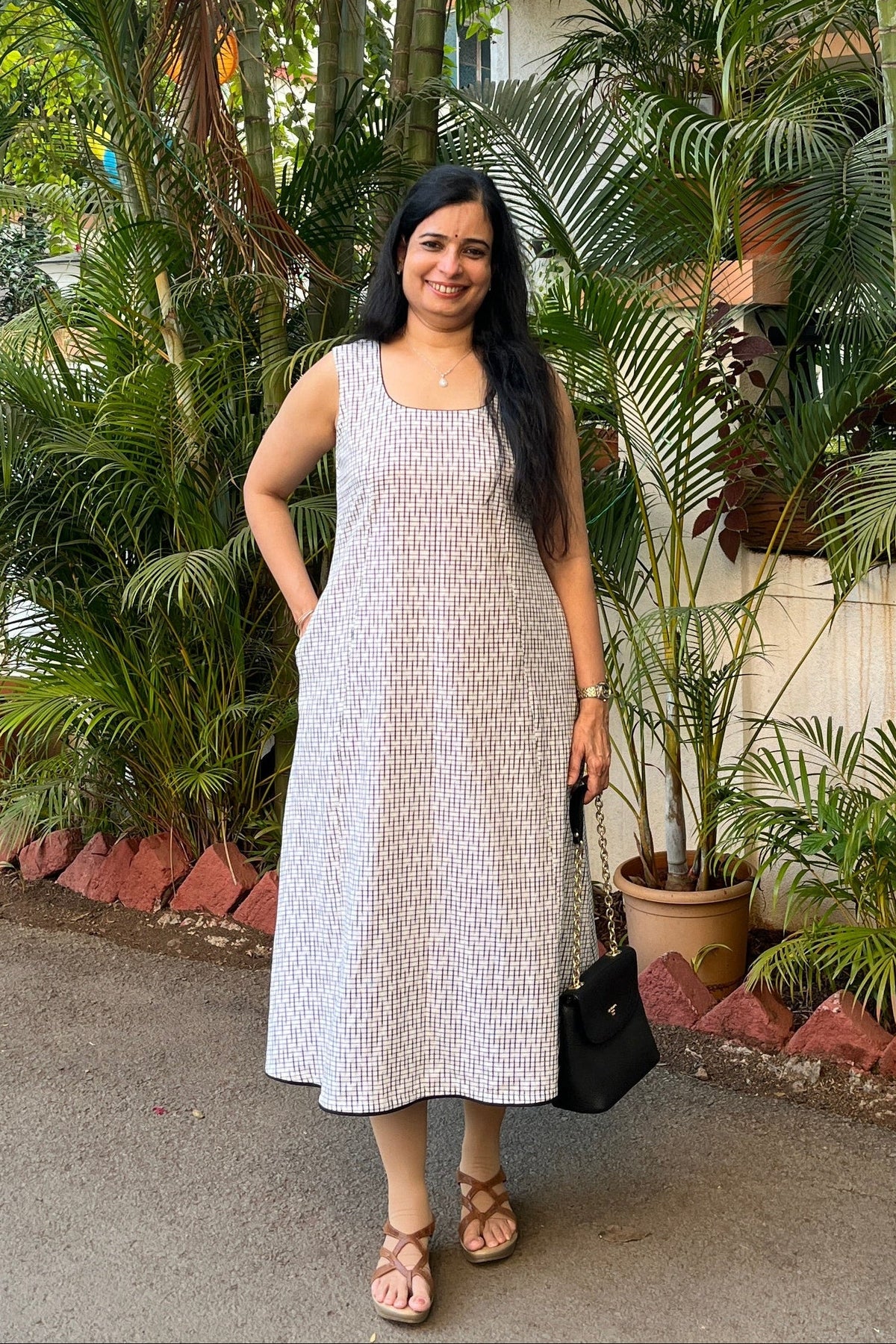 Nikita Black white Handloom Ikkt cotton Dress