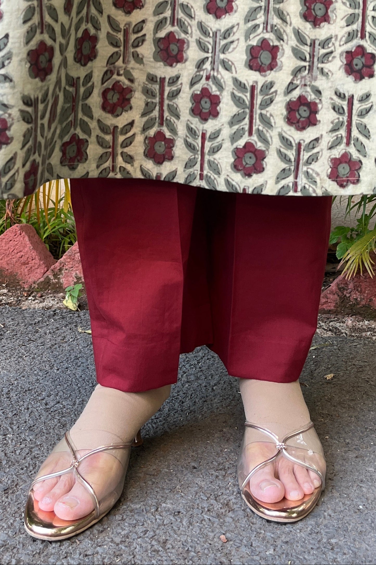 Sarita Maroon Cotton Palazzo