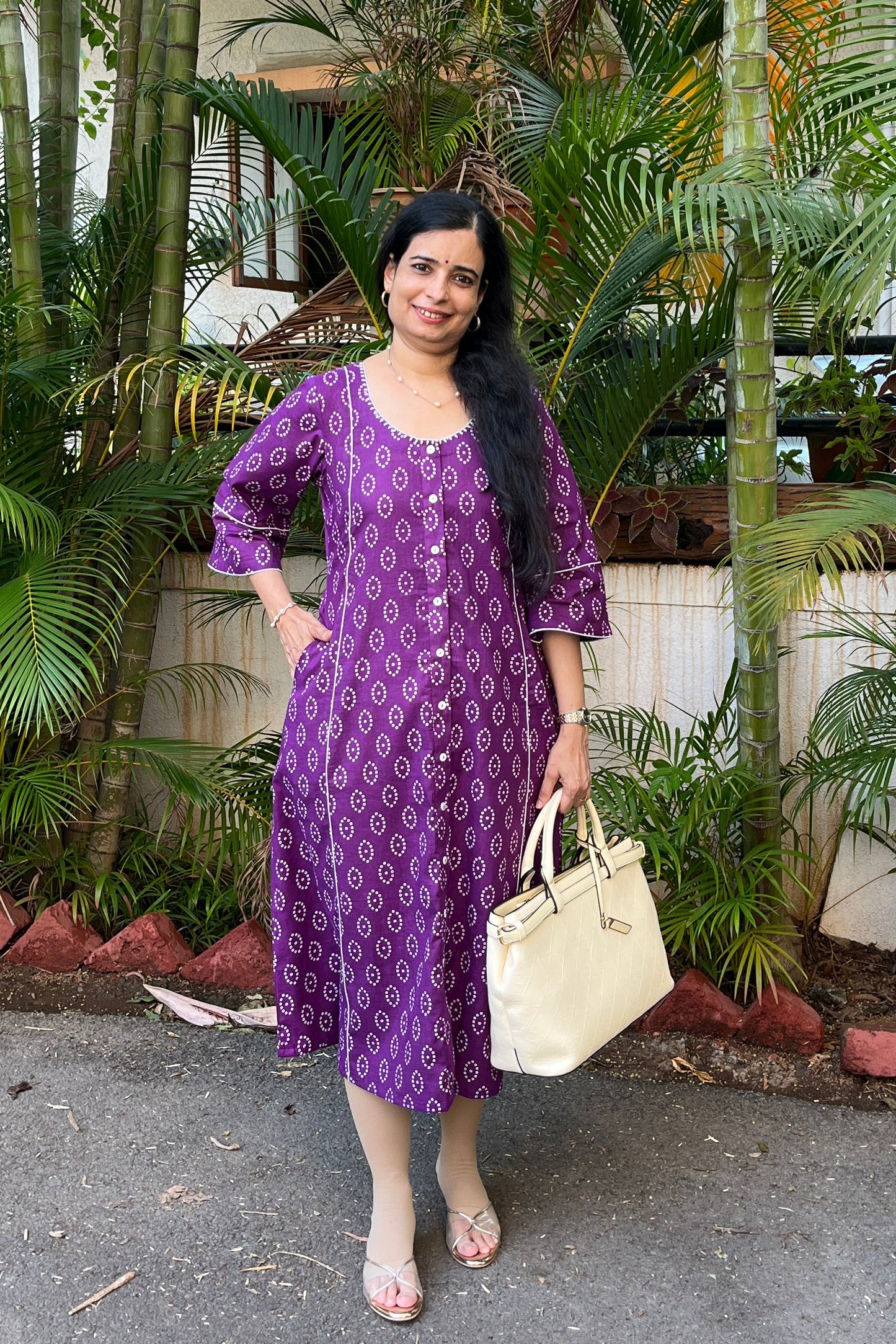 Order Purple Cotton Dress In India