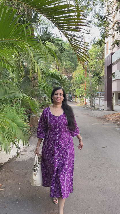 Shaila Purple Cotton Kali Dress