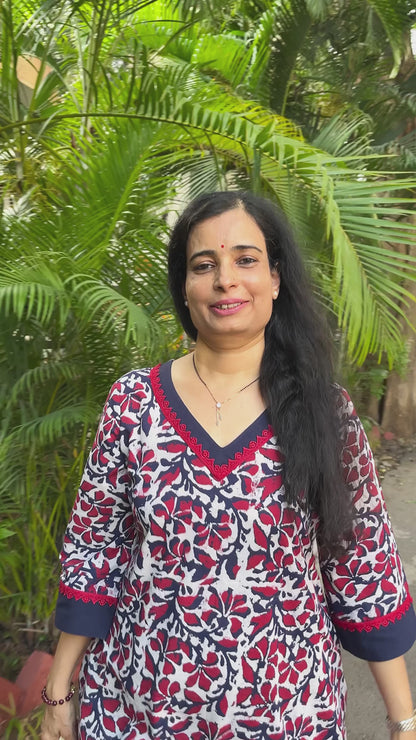 Neena Block Printed Cotton Kurta (With Add - on Bottom)