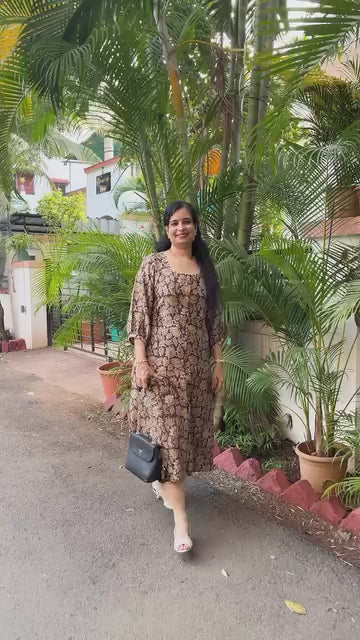 Manisha Hand Block  Kalamkari Silk Dress