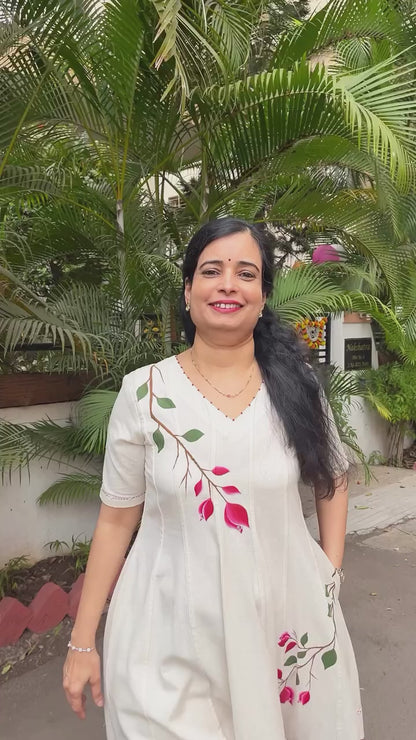 Pranavi Hand painted Flared Cotton Kali Dress