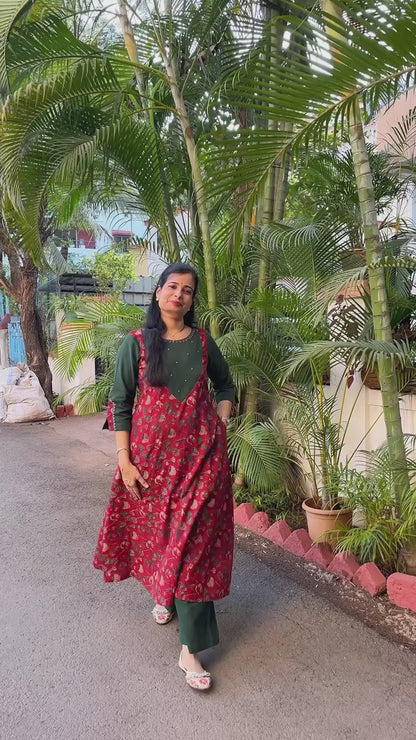 Navya Handwork cotton kali kurta (With Add - on Bottom)