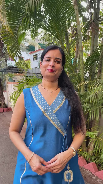 Prisha Angrakha Style cotton Silk Kurta (With Add- on Bottom)